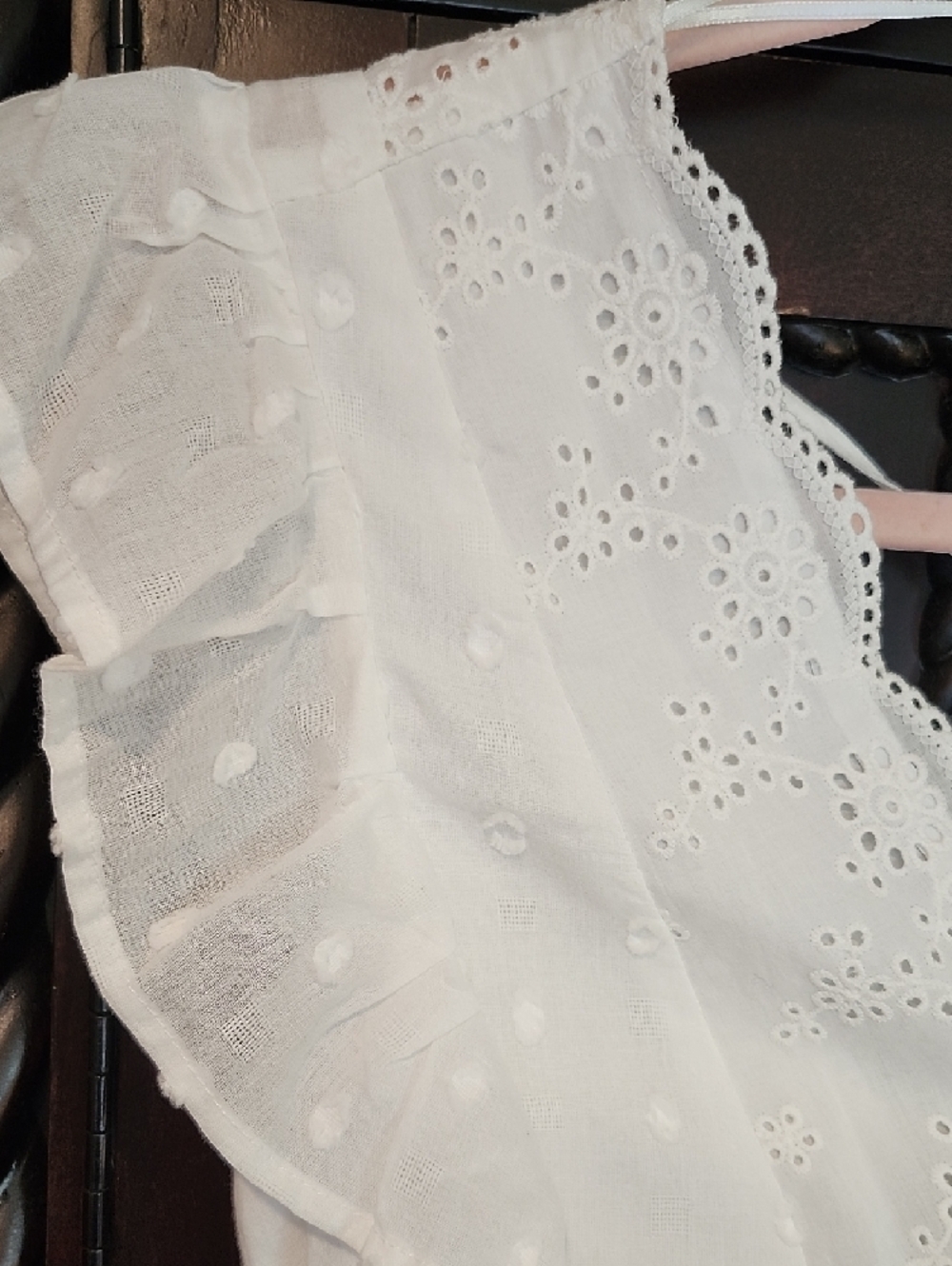 Blue Rain By Francesca's White Eyelet Ruffle V-Neck Romper - Picture 3 of 8
